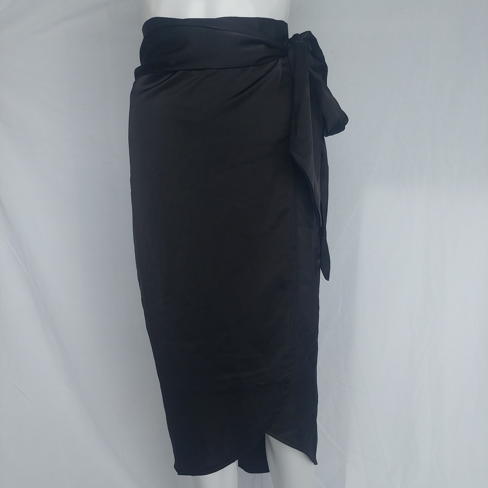 VICI Satin Wrap Midi Skirt Black Size XS